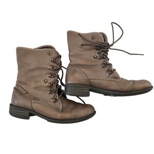 Josef Seibel Leather Lace Up Waterproof Ankle Boots Women 38 Brown TopDryTex